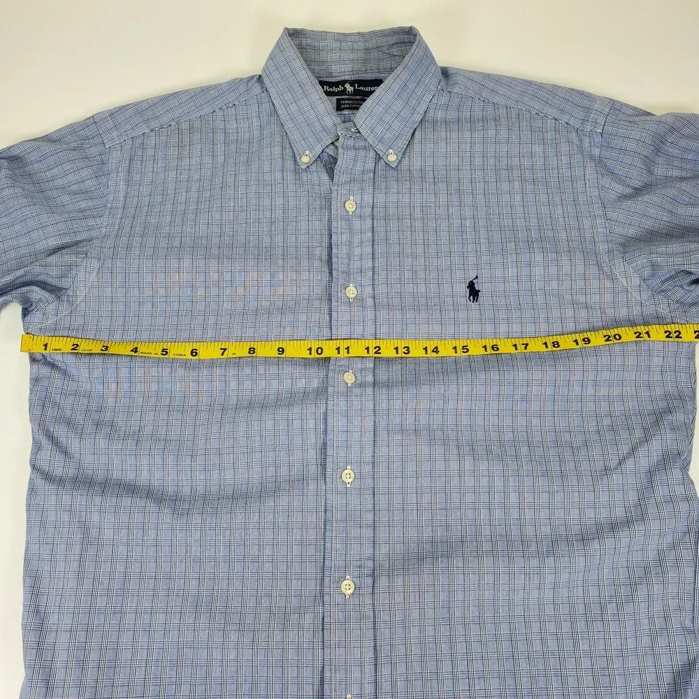 Polo Ralph Lauren Yarmouth Mens 16 32/33 Shirt Blue White Check Cotton (Altered)